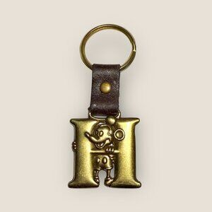 Disney Brass Keychain Featuring Mickey Mouse On Letter H